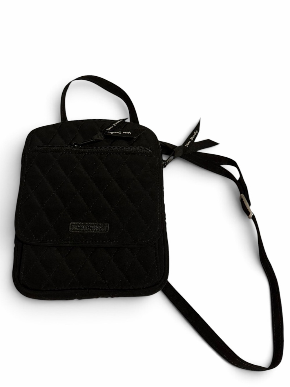 Vera Bradley Black Quilted Crossbody Bag with Front Flap